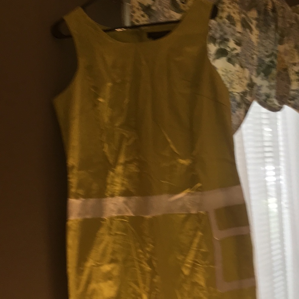 Hope & Honey green and white dress, sleeveless, one pocket on front, size 16.